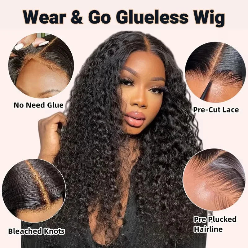 Glueless Kinky Curly Wigs 13x6 HD Lace Frontal Wig Human Hair 4C Afro Curly Lace Front Human Hair Wigs 7x5 HD Lace Closure Wig