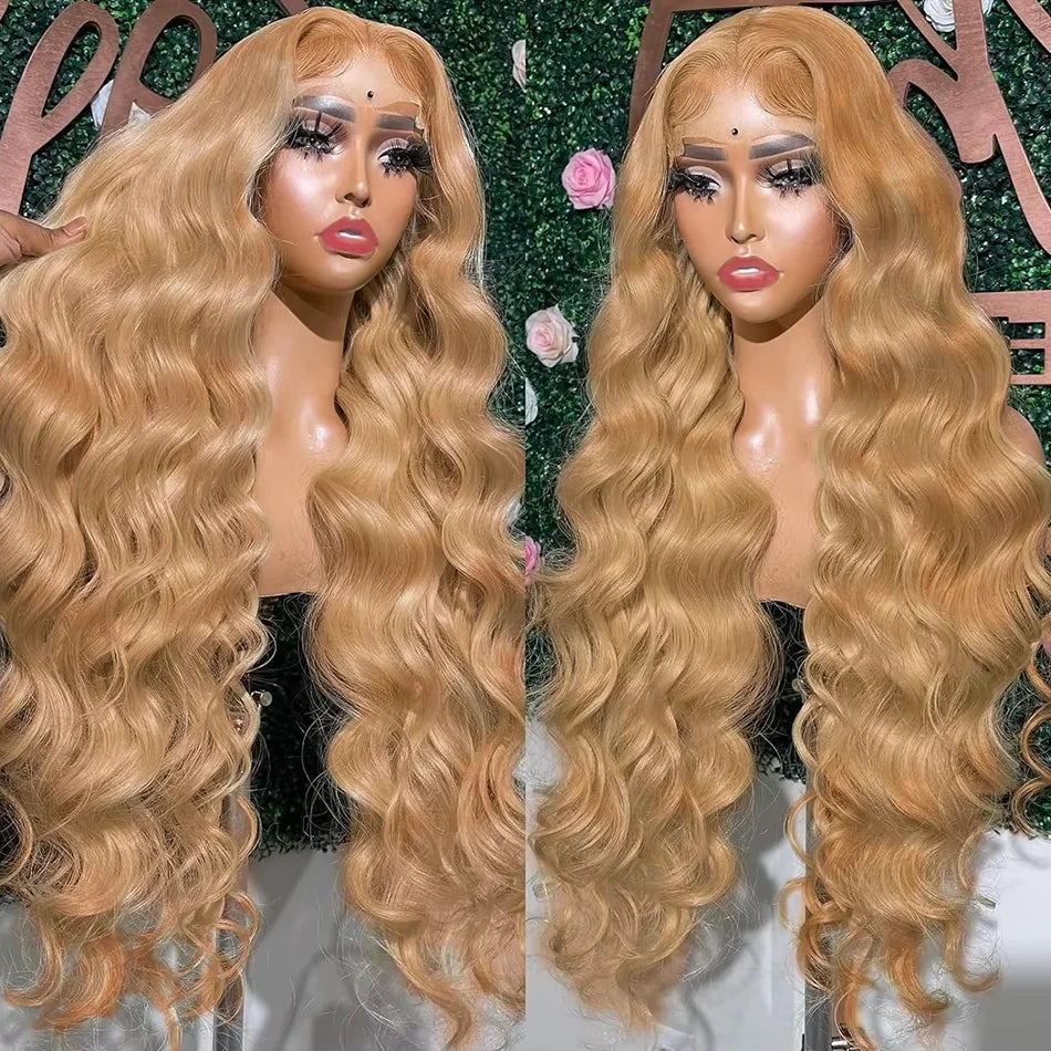 Hd Honey Blonde Wig Human Hair 13x6 Body Wave Lace Front Wigs For Women 13x4 Transparent Lace Loose Wave  #27 Colored Wigs