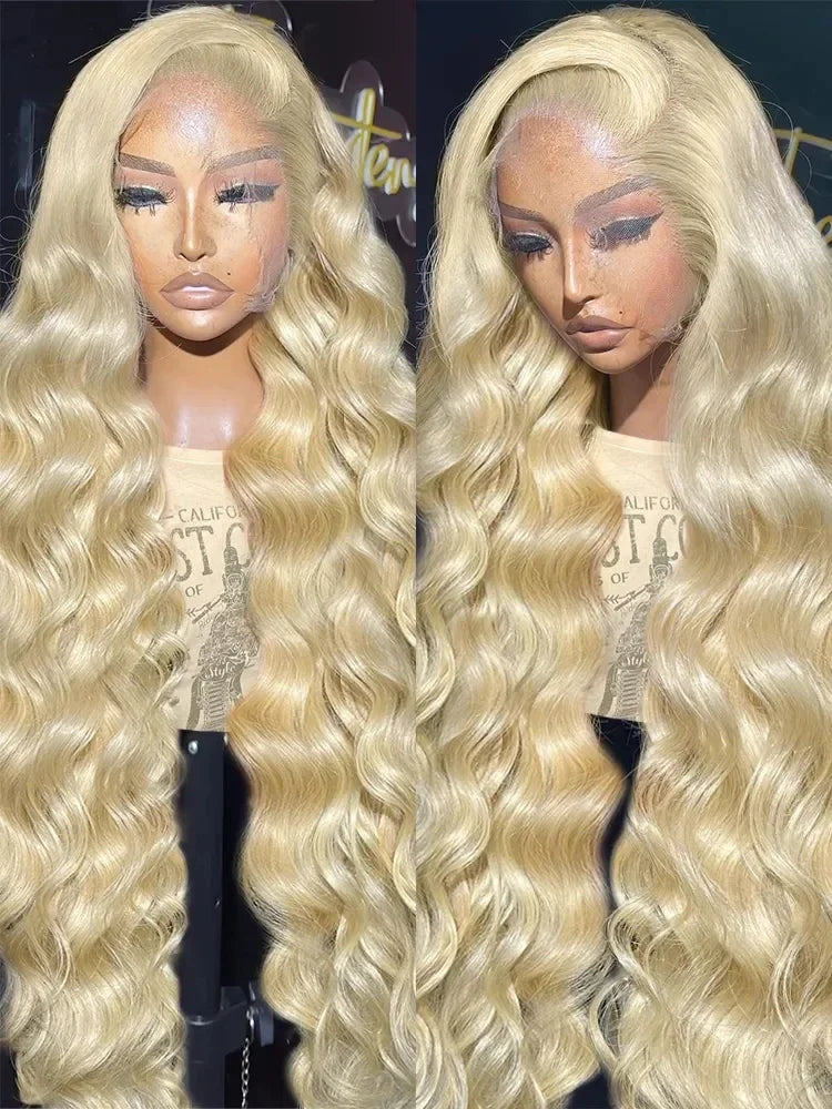 13x4 13x6 360 HD Transparent 613 Lace Frontal Wig Honey Blonde Color Brazilian Raw Body Wave Lace Front Human Hair Wig For Women