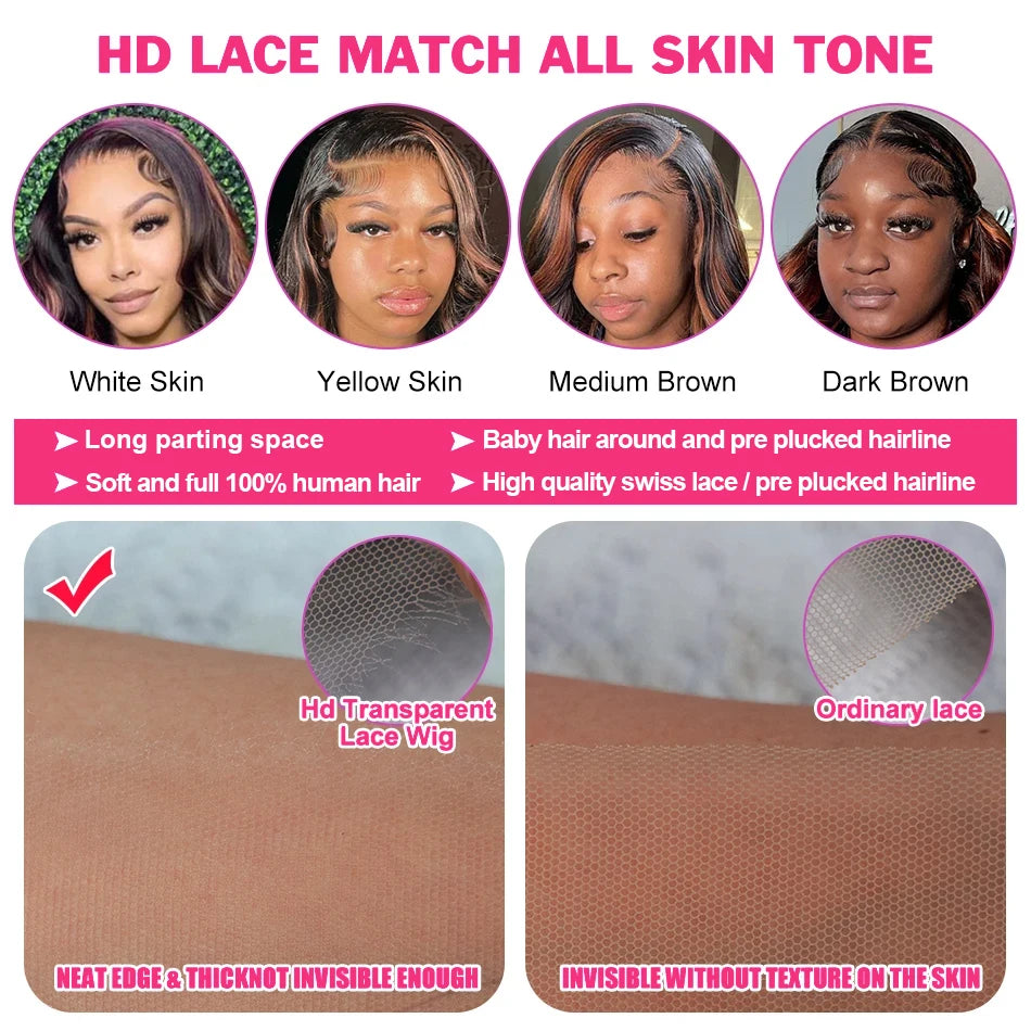 1B/30 Body Wave Highlight Wig Human Hair 13x4 Hd Lace Frontal Wigs Brazilian Preplucked Ombre Colored Wigs Human Hair For Women