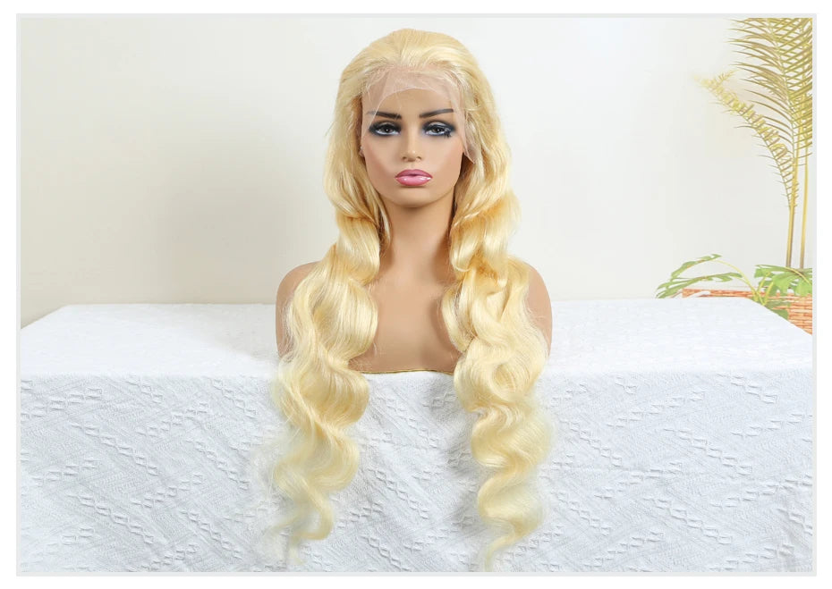 13x4 13x6 360 HD Transparent 613 Lace Frontal Wig Honey Blonde Color Brazilian Raw Body Wave Lace Front Human Hair Wig For Women