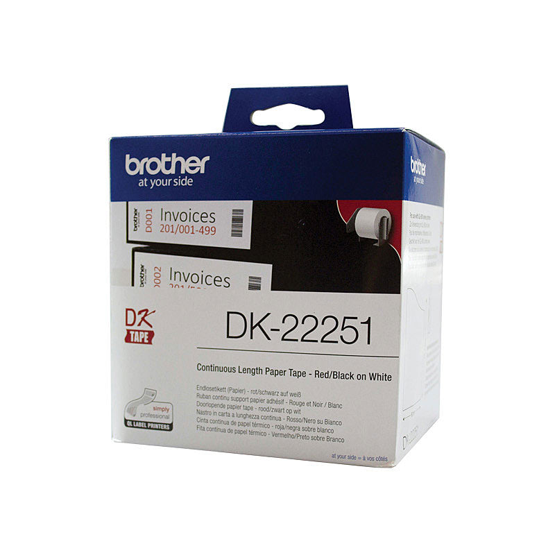 NNEDSZ Brother DK-22251 Consumer Paper Roll - PAPER ROLL 62MM X 15.24M (WITH BLACK/RED PRINT)