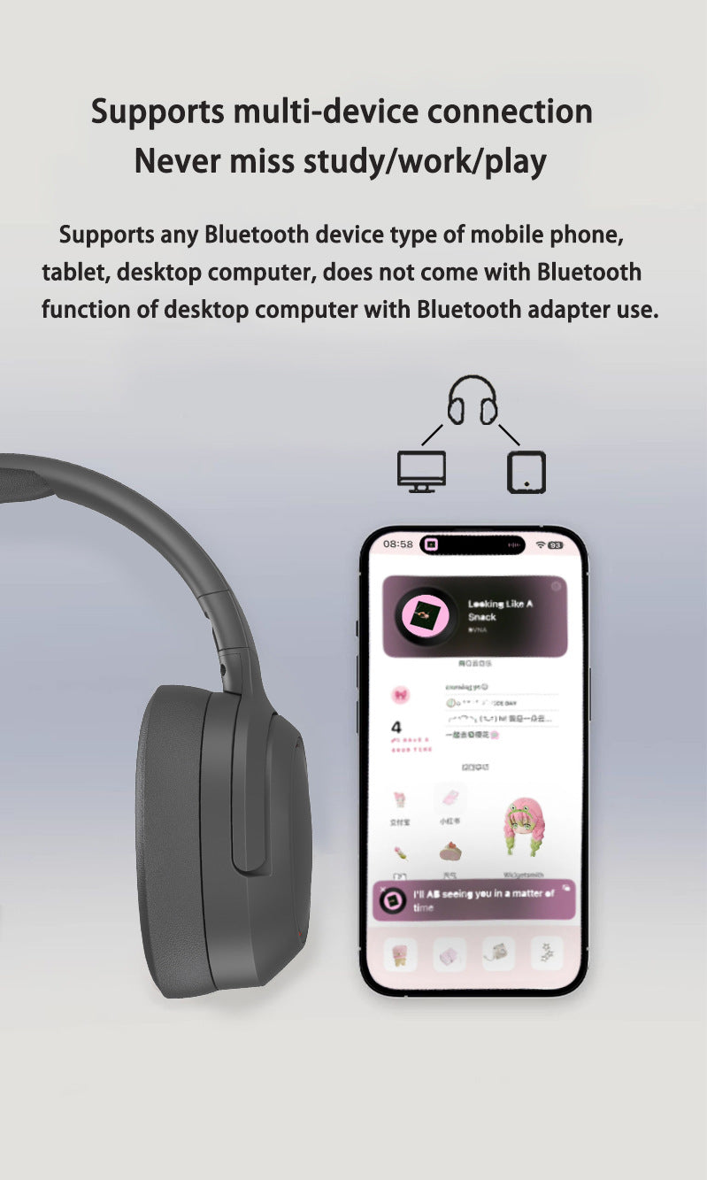 NNEDSZ Gray P2963 Wireless Bluetooth Headphones with LED Light, Hi-Fi Sound, and Sport Design-3