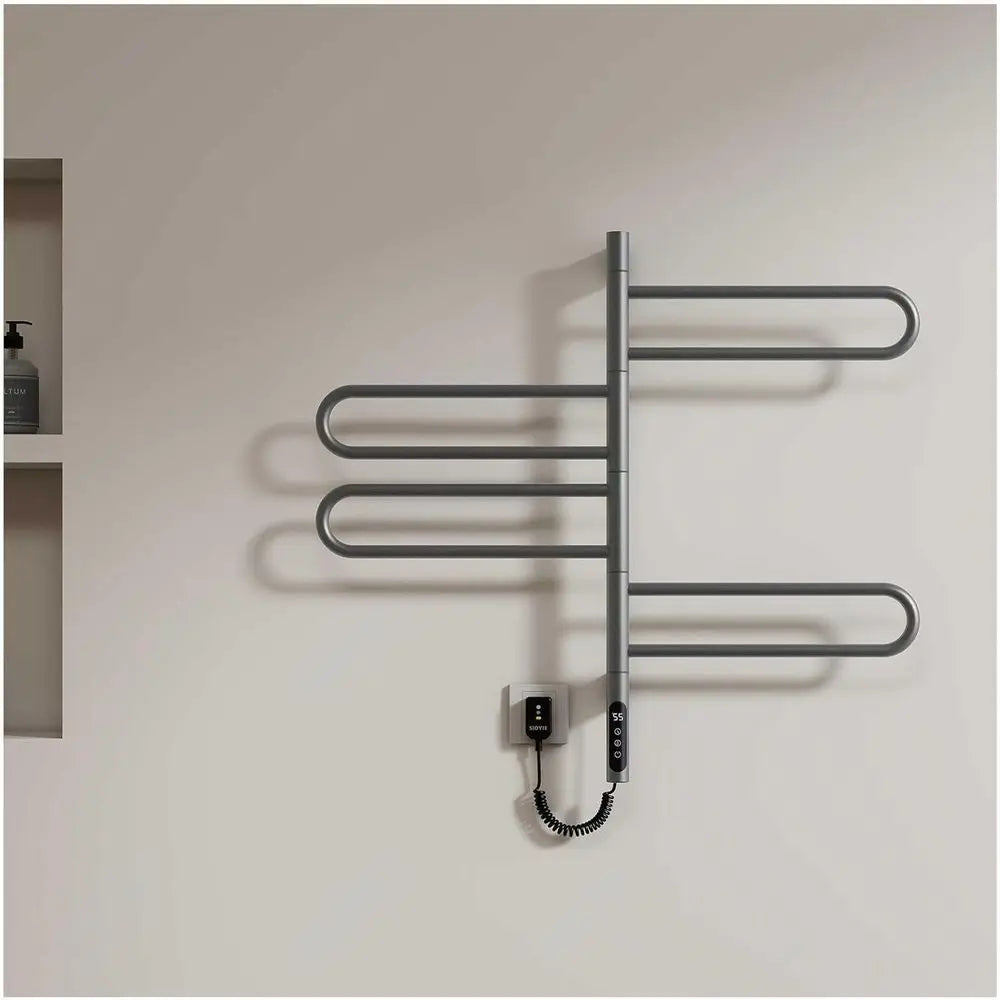 Electric Towel Warmer Rotatable 180°, Towel Rack Warmer with Timer and Smart Temperature Control, Heated Drying Rack Hard Wired/
