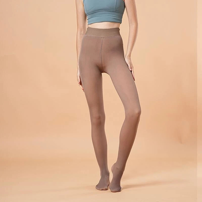 Winter Warm Sexy Elastic Semi transparent Pantyhose Women's Warm Tight Pants Warm High Waist Slimming Thick Tight Pants