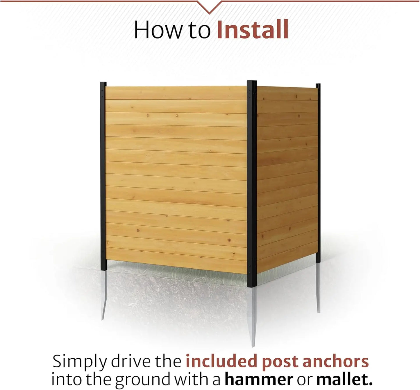 雪松木隱私屏風 42x38 吋 免挖戶外圍欄，適用於空調機組和泳池設備