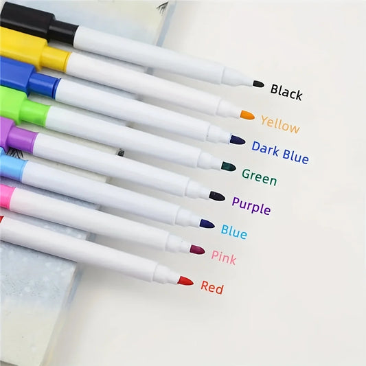 8pcs/Set Bullet Tip 11.3*1cm Small Size No Magntic Whiteboard Dry Erase Markers, 8 Color *1pcs Magnet Pen