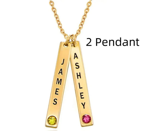 Personalized Vertical Necklace, Mother's Day Gift