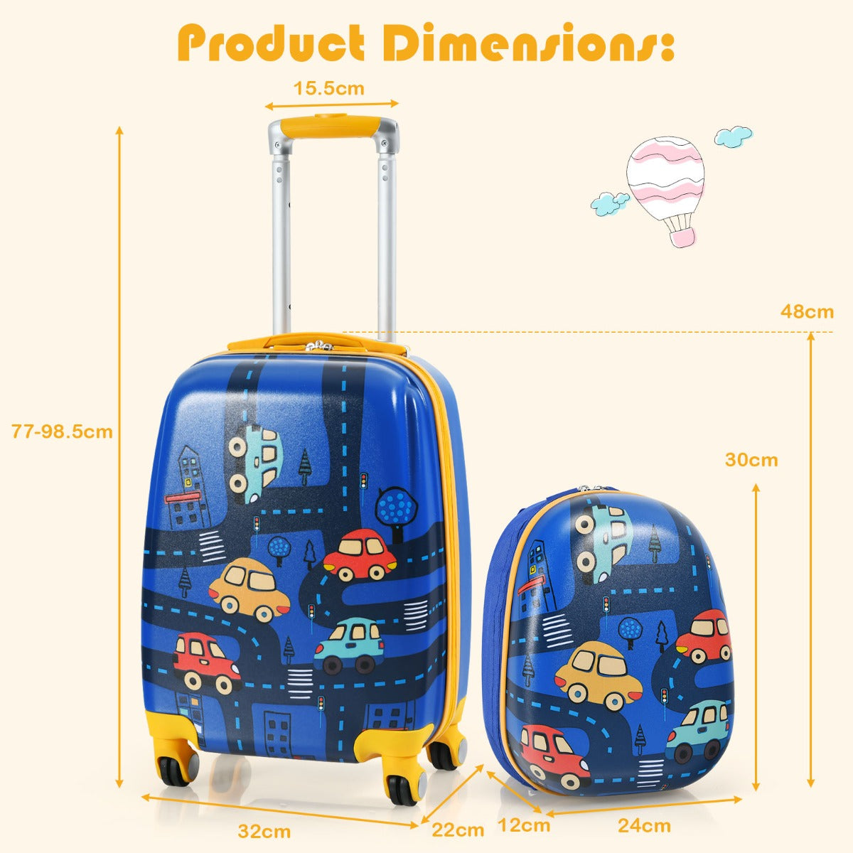 NNECW 2 Pieces Kids Luggage Set with Wheels for Children