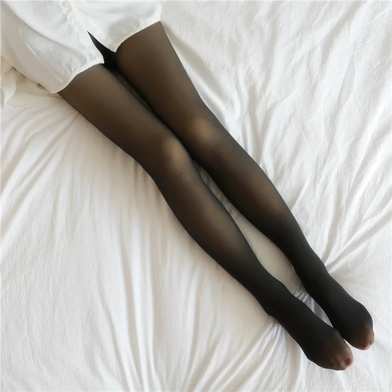 Winter Warm Sexy Elastic Semi transparent Pantyhose Women's Warm Tight Pants Warm High Waist Slimming Thick Tight Pants