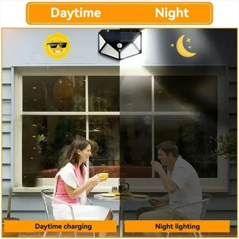 100 LED Outdoor Solar Wall Lamp Waterproof PIR Motion Sensor Solar Powered Sunlight Street Light for Garden Decoration