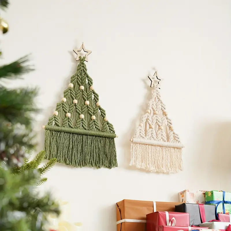 Twinkling Tidings: Pair of Woven Christmas Trees-3