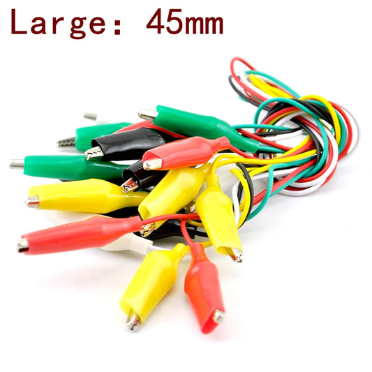 10pcs Colorful Alligator Clips Electric DIY Small Battery Power Cord Sheath Double Head Test Clamp 28mm 35mm 45mm 50cm