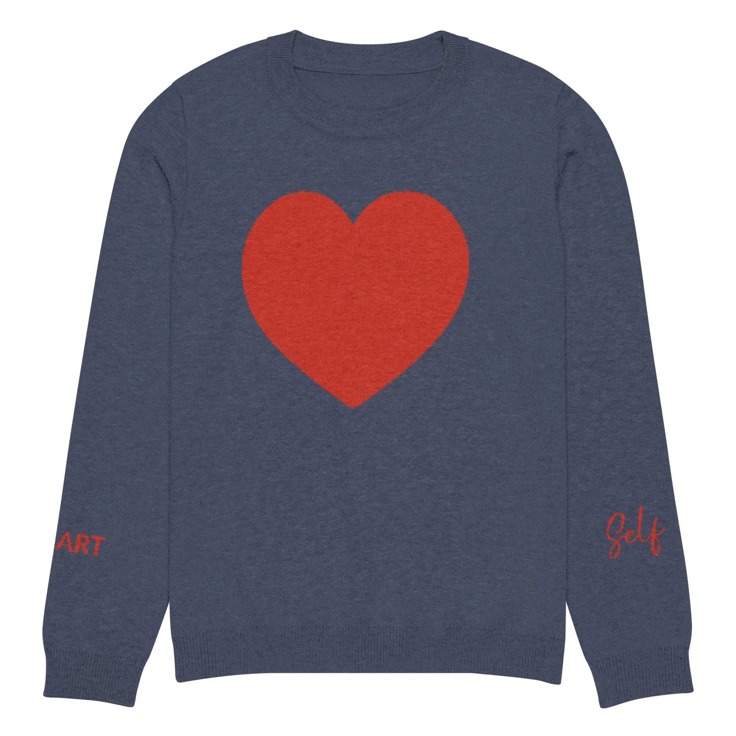 Heart - Knitted crew neck sweater NAVY