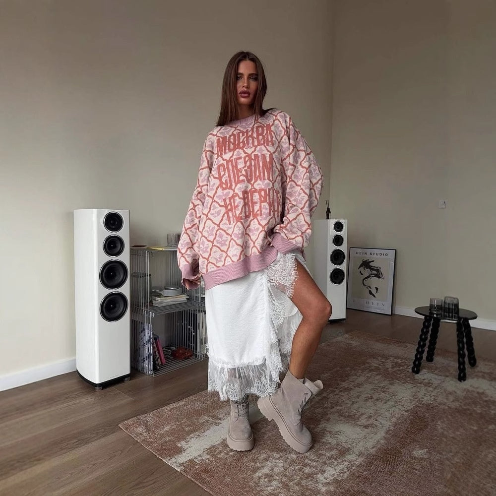 Womens Niche Laid-back Casual Pullover Sweater