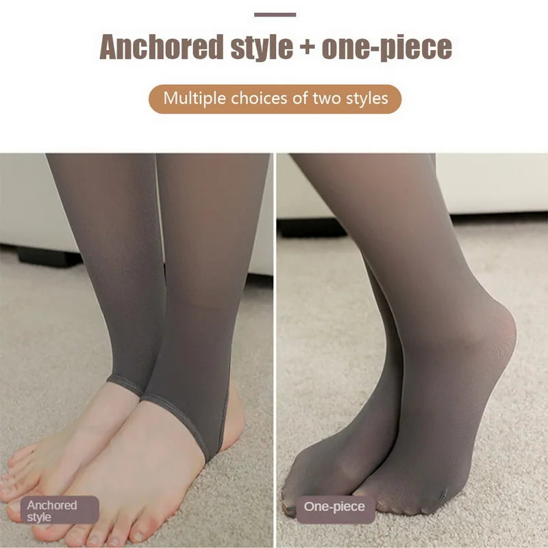 Winter Warm Sexy Elastic Semi transparent Pantyhose Women's Warm Tight Pants Warm High Waist Slimming Thick Tight Pants