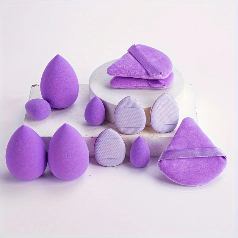 12-Piece All-Purpose Makeup Sponge Set, Made of 3 Loose Powder Puffs, 3 Mini Air Cushion Puffs, 3 Beauty Eggs and 3 Mini Beauty