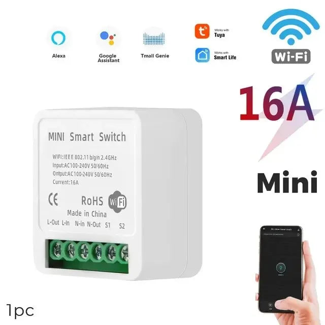 16A Wifi Smart Switch Smart Home Light Switches Module 2 Way Control Work with Tuya Smart Life Alexa Google Home Switch