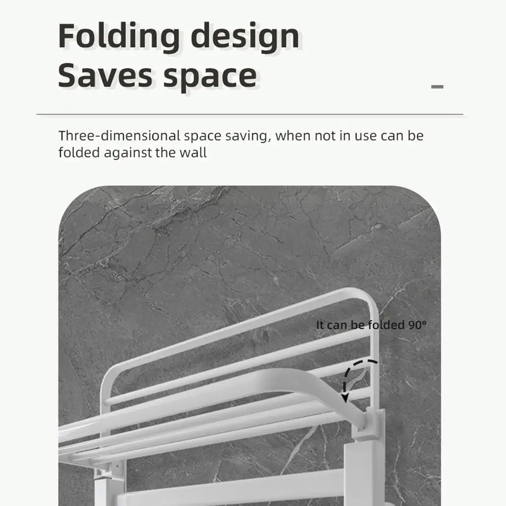 智慧電熱毛架，家用加熱毛巾桿晾乾架，附可折疊收納架，定時、溫度調節， 