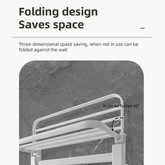 智慧電熱毛架，家用加熱毛巾桿晾乾架，附可折疊收納架，定時、溫度調節， 