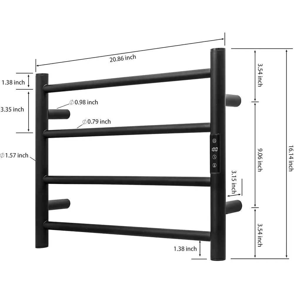 KEG 智慧 WiFi 壁掛式毛巾加熱器，內建定時器和溫度調節控制，4 格不銹鋼電加熱器