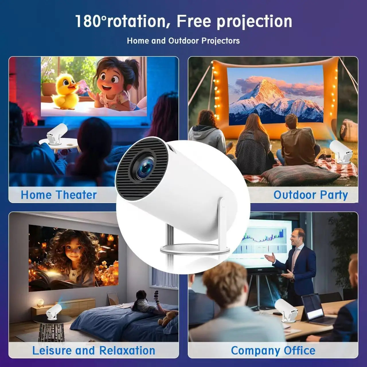 HY300pro WIFI Mobile Phone Same Screen Edition Home Living Room HD Smart 4K Home Theater Auto Focus Android Portable Projector