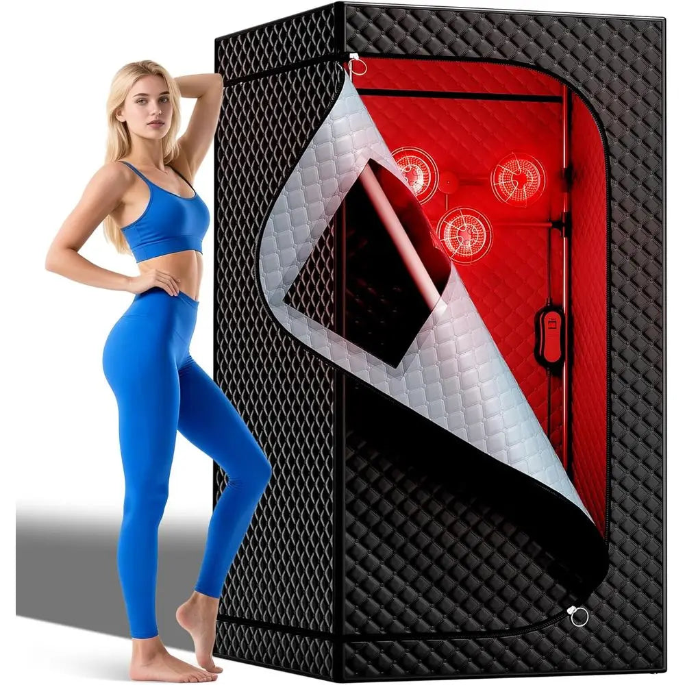 Portable Home Infrared Sauna Tent with 660nm & 850nm Red Light Therapy Bulbs for Personal Indoor Use