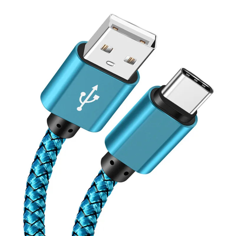 USB A to Type C Charging Cable 2A Fast Charger Nylon Data Cable 1M 2M 3M For Iphone Android Huawei Samsung TypeC Charging Device