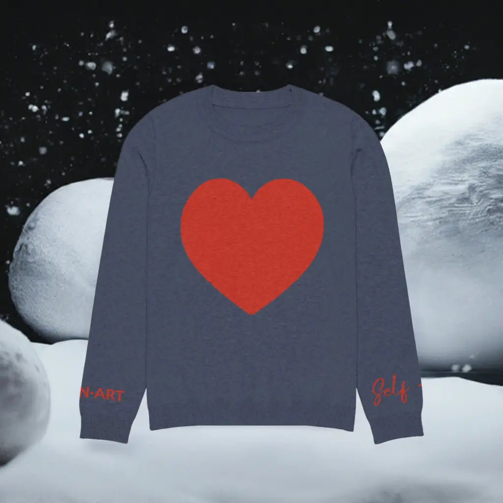 Heart - Knitted crew neck sweater NAVY