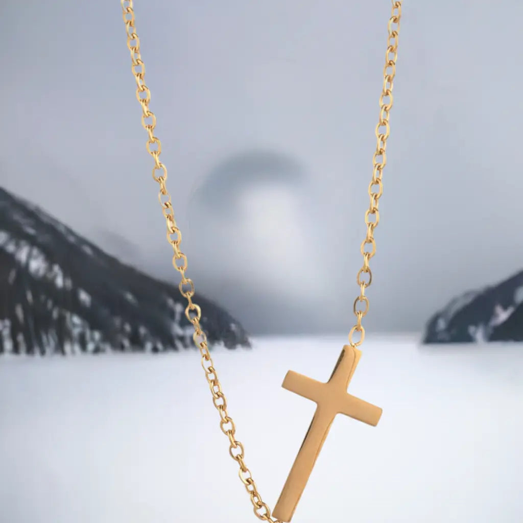 14K gold necklace | Gold Plated Cross Pendant Necklace