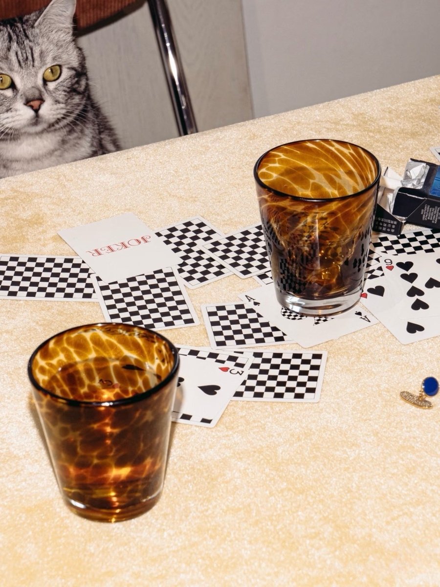 Handmade Retro Elegant Tortoise Glass Cup Tumbler Set of 2-4