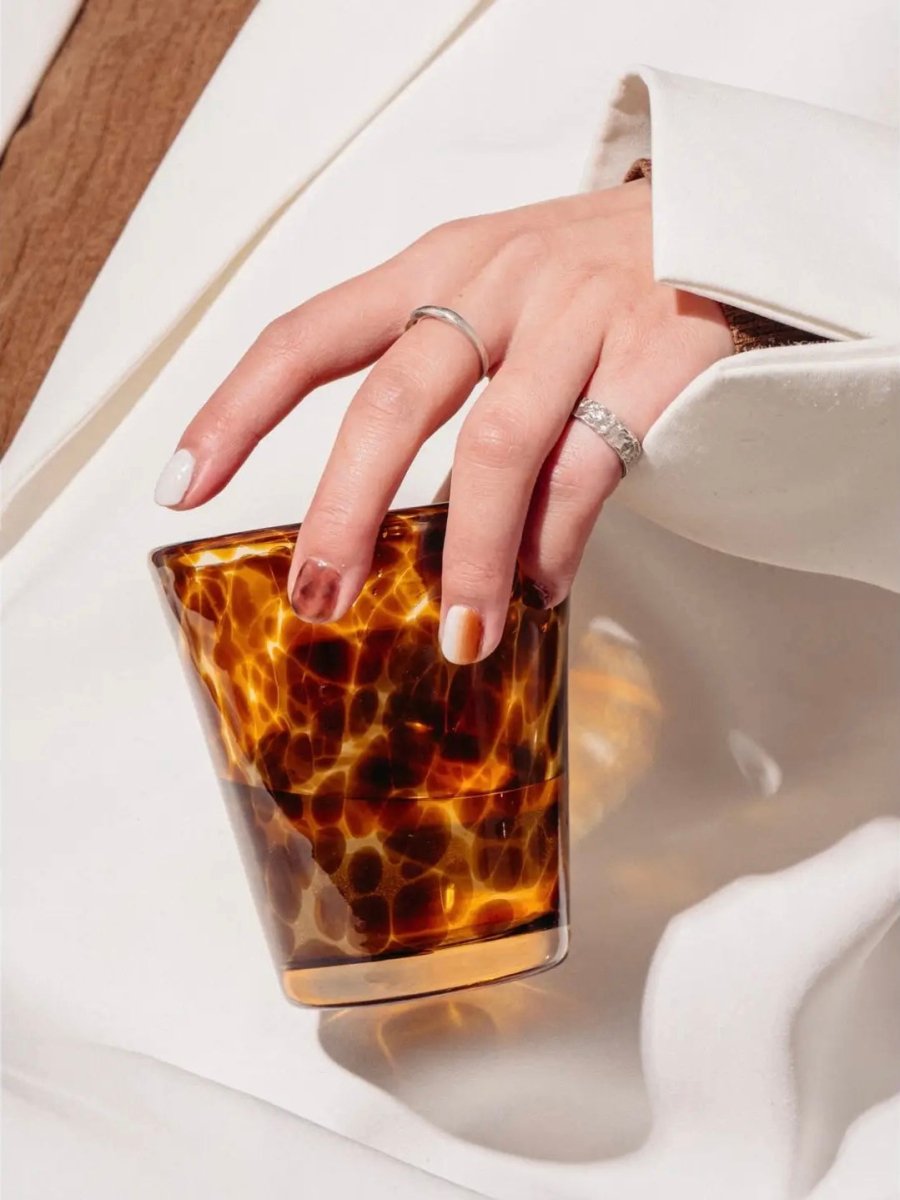 Handmade Retro Elegant Tortoise Glass Cup Tumbler Set of 2-0