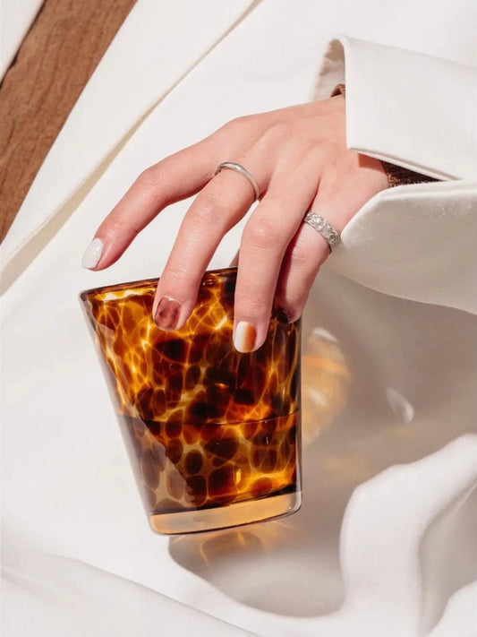 Handmade Retro Elegant Tortoise Glass Cup Tumbler Set of 2-0