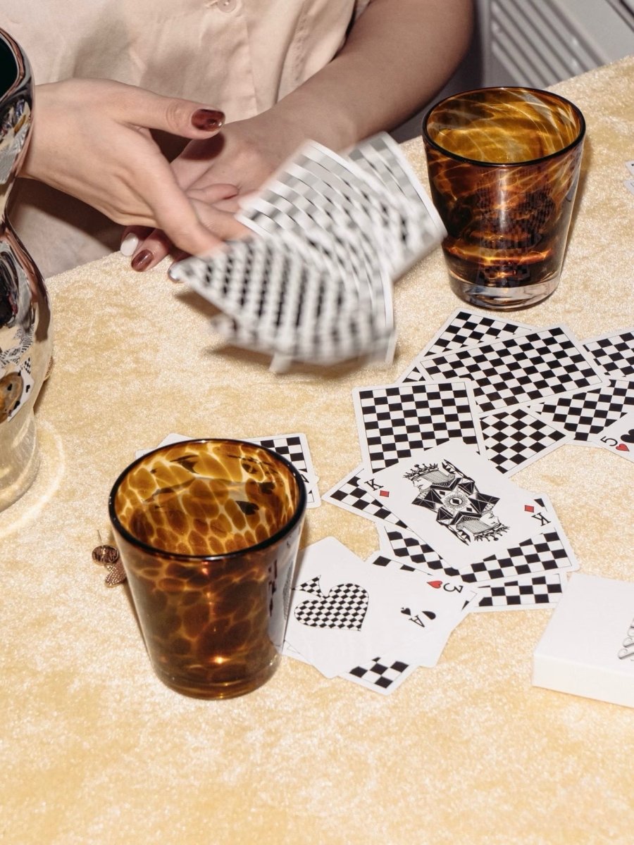 Handmade Retro Elegant Tortoise Glass Cup Tumbler Set of 2-3