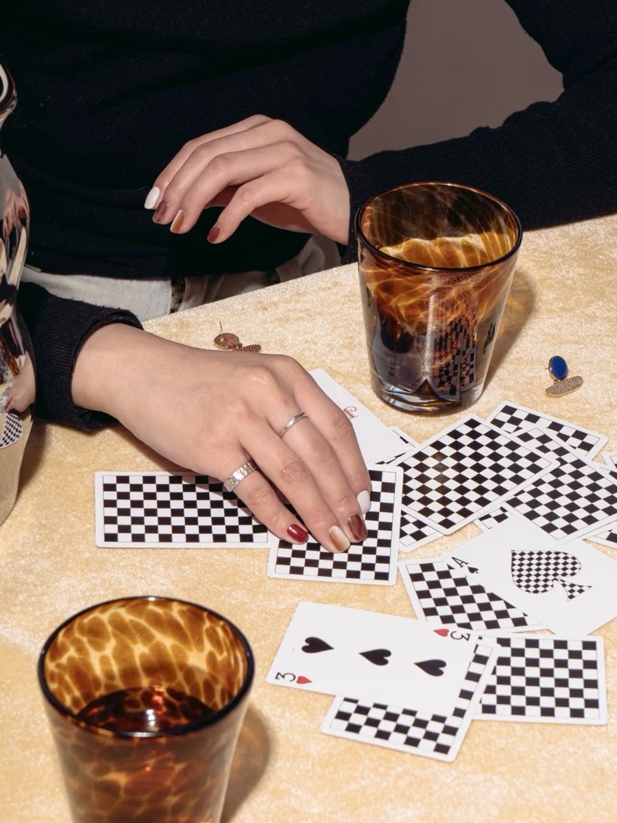 Handmade Retro Elegant Tortoise Glass Cup Tumbler Set of 2-2