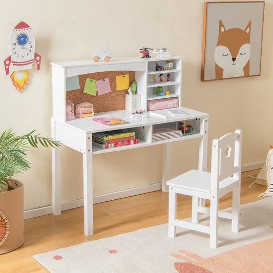 NNECW Kids Desk and Chair Set with Solid Wood Legs for 3+ Kids