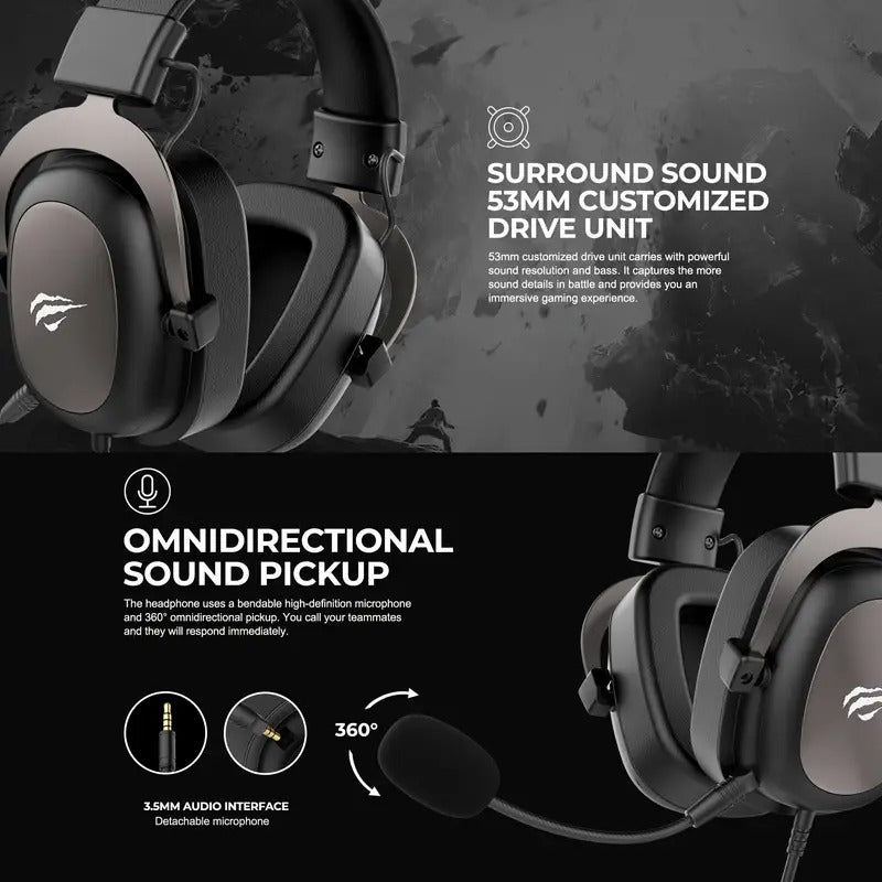 NNETM Wired Gaming Headset and Surround Sound with Mic-3