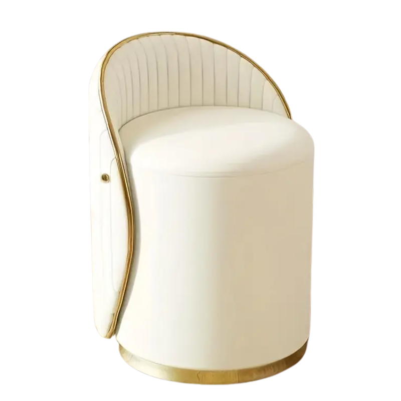 NNETM Vanity Stool Swivel Beige High Backrest Round Seat-0