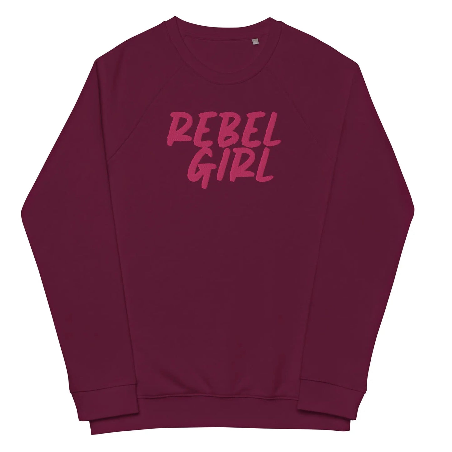 Rebel Girl Unisex organic raglan sweatshirt Organic Clothing with EMBROIDERY