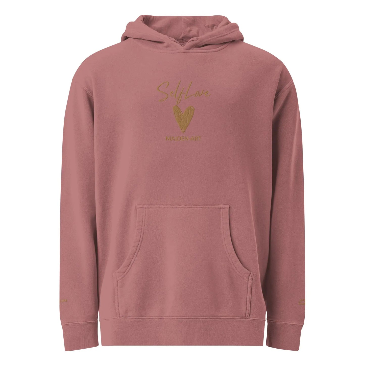 Self Love Unisex pigment-dyed hoodie with Old Gold Embroidery | fashion hoodie